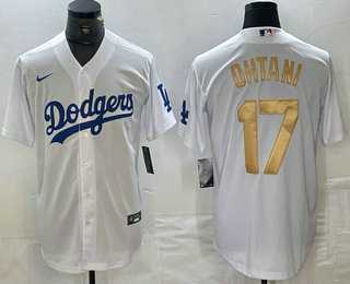 Men's Los Angeles Dodgers #17 Shohei Ohtani White Gold Stitched Cool Base Nike Jerseys,We sell and wholesale Men's Los Angeles Dodgers #17 Shohei Ohtani White Gold Stitched Cool Base Nike Jerseys on line form chian!